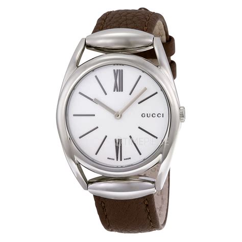 Gucci YA140401 Womens Horsebit White Dial Quartz Watch